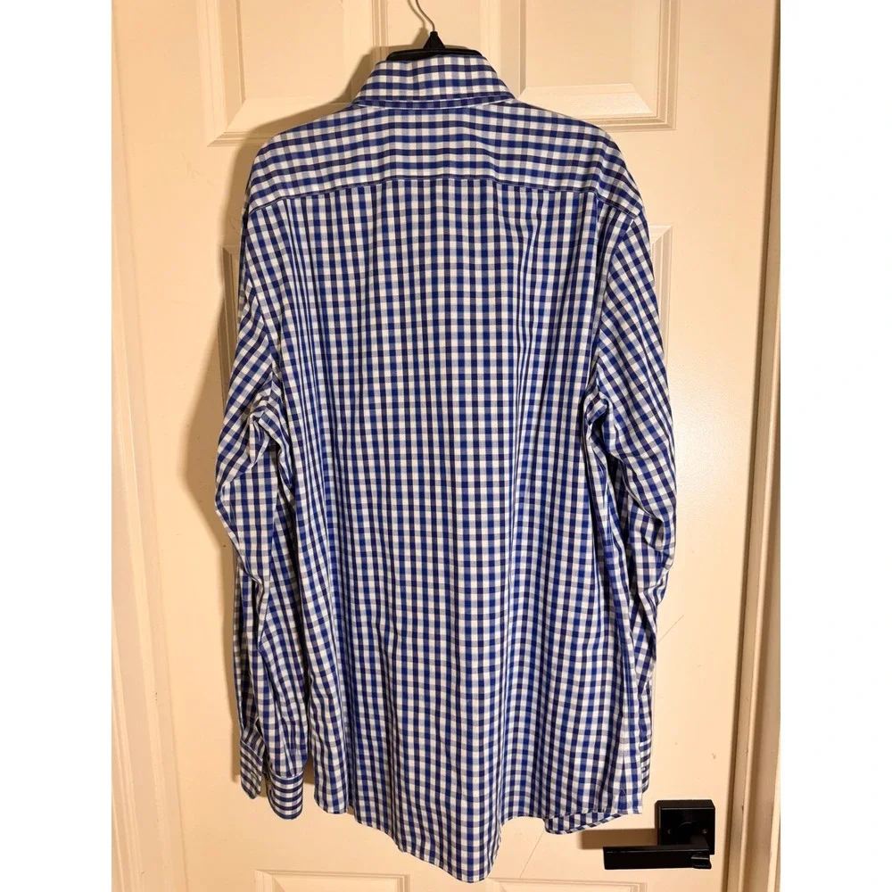 Banana Republic Non-Iron Slim Fit Dress Shirts Large Blue & Black Gingham Bundle